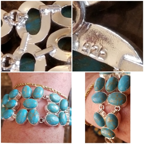 Genuine Gorgeous Wide Multi Turquoise Bracelet 8' - Picture 3 of 4